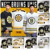 Brad Marchand Bruins 100th Centennial Jersey Milan Lucic Linus Ullmark Patrice Bergeron Jeremy Swayman David PastrnakJake DeBrusk Charlie Coyle Bobby Orr Jerseys