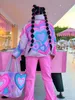 Kvinnorjackor Streetwear Rainbow Love Print Winter Warm Jacket Women Outfits Långärmad dragkedja Tjock Bubble Coats Chamarras Outwears