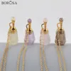 Borosa 3st 26 tum Gild Amethysts Natural Stone Parfym Bottle Necklace Essential Oil Diffuser Rose Quartzs Necklace WX1223-N229V