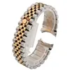 Watch Bands 316L Silver 2 Tone Gold Solid Curve End Jubilee Band Strap Bracelet Fit For2519