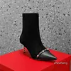 2023-Mode Stiefel Casual Frauen Luxus Design Winter Warme Ferse Schnee Leder Dicken sohlen Socke Stiefel