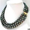 Collier de perles Akoya noires à 3 rangées de 7 à 8 mm, 17 à 19 pouces, 255F