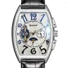 Armbandsur Frank Samma design begränsad upplaga läder Tourbillon Mechanical Watch Muller Mens Tonneau Top Male Gift305R