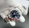 Clean Factory Besttime Super Herren-Armbanduhr, 40 mm, BLRO, rot/blaue Keramik, blaues Zifferblatt am Armband, 904L SS/SS 3186, Automatikwerk, Saphirglasboden, solide Armbanduhr