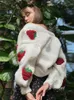 Kvinnors tröjor JMPRS Fashion 3D Strawberry Women Cardigan Sweater White Spring Loose American Style Female Sticked Coat Casual Ladies Jacket 230927