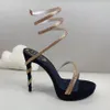 Rene caovilla met kristallen ingelegde platformsandalen 12,5 cm Snake Strass stiletto hakken Caovilla Cleo dames ontwerpers enkelomhulsel Avondschoenen fabrieksschoenen