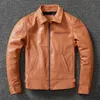 Couro masculino falso highend moda bonito primeira camada de cera de óleo jaqueta curto fino motocicleta smoking regular 230927