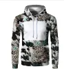 Hoge kwaliteit op maat gemaakte logo faux tie dye hoodie 100% polyester Luipaardprint Sublimatie Faux Gebleekte Hoodies voor mannen en vrouwen FS9545