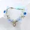 Hair Clips Handmade Blue Flower Crown Rose Fairy Floral Headband Elf Forest Headpiece For Women Girls Princess Wedding Shower Cosplay