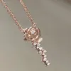 Groothandel vintage juweel waterdicht 925 zilver rosé goud geplooide roos type moissanite ingelegde elegante hanger ketting