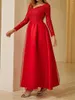 Casual Dresses 2023 Vintage Women Red Lace Tulle Wedding Dress Embroidery Long Sleeve Pleated Evening Party Ladies Bride Gowns