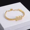 Bijoux de créateur Bracelet Gold Bracelet Alphabet Superflash Embed Zircon Luxury Womens Bijoux Set Valentin Day de Noël Cadeaux