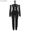 Autumn Jumpsuits for Women New Sexig rygglös rem hängande hals stickad långärmad smal passform