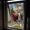 Adesivi murali Dimensioni personalizzate Pellicole per finestre Pellicole per vetrate Gesù Cristo Vergine Maria Adesivo Porta di carta Stile Chiesa europea 230927