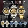 WINNAAR Holle Mechanische Heren Horloges Topmerk Luxe Iced Out Crystal Fashion Punk Stalen Horloge voor Man Klok 201113354n