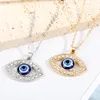 Shiny Hollow Evil Eye Pendant Necklaces For Women JewelryTurkish Blue Eye Sweater Clavicle Chain Necklace