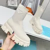 Winter Designer Monolith knitted Short Boots Elastic Women Ankle Boot Speed Trainers Booties High Heel Shoes Size 35-41