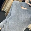 Maglioni da donna Camicetta con temperamento di alta qualità con foro rotto Maglione in lana tinta unita Pullover autunno/inverno