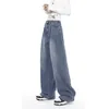 Jeans da donna a vita alta Vintage 2023 Moda Blu Pantaloni streetwear stile coreano a gamba larga Denim estetico