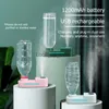 Humidifiers Portable Tankless Water Bottle Air Humidifier 1200mAh Wireless Nano Mist Sprayer Heavy Fog Quiet Home Ultrasonic Steam Generator YQ230927