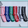 Shoe Parts Accessories Striped Fashion Men And Women Socks Cotton Color Letter Soft Happy Cute Harajuku Sport Skateboard Funny Cas Dhvy0