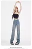Женские джинсы Harajuku, винтажные свободные брюки с разрезом для улицы, осень 2023, осень-лето 2023, широкие мешковатые синие джинсовые брюки Y2K