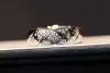 V Gold material charm punk band rings with sparkly diamond in three colors plated