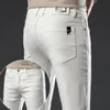 Moletom Com Capuz Masculino Moletons Estilo Clássico Homens Jeans Brancos Homens Algodão Casual Business Stretch Slim Fit Calças Jeans Masculinas Calças de Marca de Moda 230927