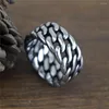 Cluster Rings Punk Hip Hop Woven Hollow Ring Simple Stainless Steel Motorcycle Chain Men Fashion Jewelry Gift Wholesale Size 7-13