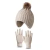 Berretto invernale lavorato a maglia per bambino con pom pom in pelliccia sintetica Berretto con orecchie avvolte carino Cappello caldo e solido per bambini 1-5 anni