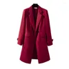 Costumes pour femmes automne hiver femmes vêtements d'extérieur blazer formel rose noir bleu marine rouge bureau dames femme affaires vêtements de travail longue veste manteau