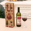 Gift Wrap Kraft Paper Red Wine Bag Santa Claus Christmas Pattern Bottle With Handle Xmas Party Packaging