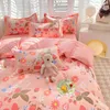 Bedding sets Ins Orange Checkerboard Duvet Cover Flat Sheet Pillowcases Twin Full Double Size Pink Blue Set Home Decor For Kids Adult 230927