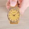 Treasureboat Brand Fashion Mens Watches Luxury Gold Diamond Quartz Watch Bright and Transparent Dial Comfortable Band Wristwatches266L