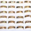 Wedding Rings 50pcs/lot 6MM 8MM Wide Mixed Real Shell Stainless Steel Ring Gold-plated Silver Plated Fashion Jewelry For Men And Women