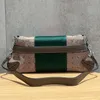 Women Flap Messenger Bag Chain Shoulder Bags Canvas Handbag Classic Letter Print Red And Green Fabric Weaving High Quality Lady Clutch Fashion Pouch