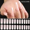 Pregos Falsos 24 Pcs Extensão de Prego 3D Gel Brilhante Falso Nu Branco Francês Artificial Long Square Acrílico Manicure Ferramentas Decorações