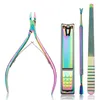 Nail Art Kits Rainbow Stainless Steel Tools Cuticle Pusher Dead Skin Gel Polish Remove Nipper Cleaner Care Tool Pedicure Manicure Set 230927