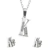 Halsband örhängen set i rostfritt stål bokstäver initial för kvinnor alfabethalsband örhänge collier vänner familj