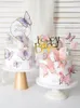 Parti Malzemeleri Pembe Kelebek Kek Toppers Cupcake Mutlu Yıllar Topper Kız Kadın Dekorasyonları