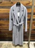 Women's Wool Blends RosEvan Doublesided Cashmere Water Ripple Coat Big Size Bathrobe Woolen Loose Lapel Laceup Long Jacket Winter 230926