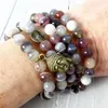 MG0833 Design di lusso Grado superiore Agata naturale del Botswana 108 Mala Yoga Gioielli Testa di Buddha Fascino Nappa Collana Mala Shippin219g