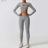 Active Set Sportswear Yoga Set Women's Workout Clothes Athletic Wear Sports Gym Legging Seamless Fitness Bra Crop Top Long Sleeve Yoga Suitl230927