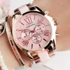 Ladies Fashion Pink Wrist Watch Women Watches Luxury Top Brand Quartz Watch M Style Female Clock Relogio Feminino Montre Femme 210183W