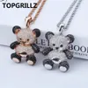 Topgrillz Hip Hop Copper Rose Gold Silver Color Cubic Zircon Panda Pendant Halsband Charm för män Kvinnor smycken halsband gåvor230e