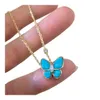 Ожерелье Van-Clef Arpes Дизайнерское роскошное модное женское V-образное позолоченное новое ожерелье с бирюзовой бабочкой Высокое качество Идеально подходит для праздничных подарков для девочек