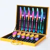 24pcs/set Stainless Steel Tableware Sets Household Western Cutlery Knife Fork Spoon Wooden Gift Box Set Creative Dinnerware Sets Gifts Q601