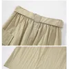 Skirts With Belt Wrinkled High-waisted Half-body Skirt Female Summer Korean Loose Work Pockets Fashion Casual Long