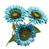 With Leaves Colorful Multipurpose Artificial Flowers Lightweight DIY Living Room 3 Head Silk Cloth Fake Sunflower Decorative2515