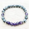 SN1023 Men Bracelet Amethyst Black Labradorite Boho Bracelet Healing Jewelry Nature Yoga Wrist Mala Beads Bracelet 2449